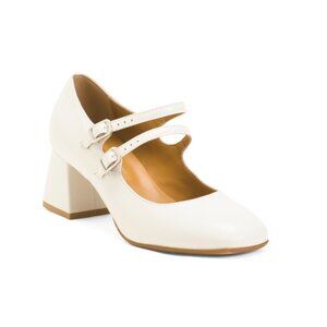 OROSCURO White Made In Italy Leather Heeled Ballerina Shoes